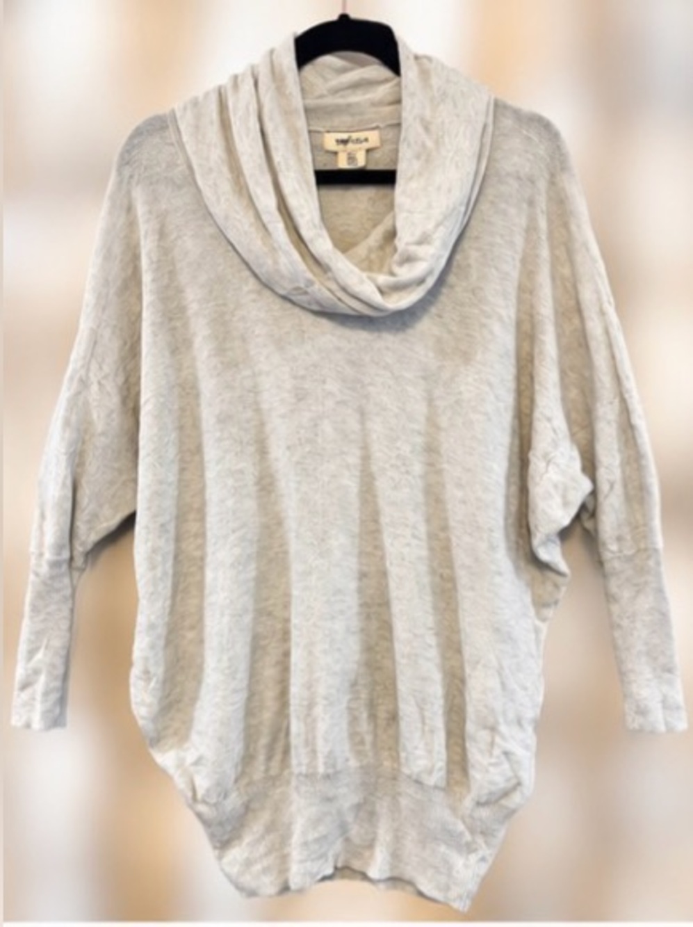 Yes Lola Gray Cowl Neck Oversized Dolman Sweater Size L Wool Blend